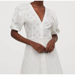 H&M PUFF-SLEEVED COTTON DRESS